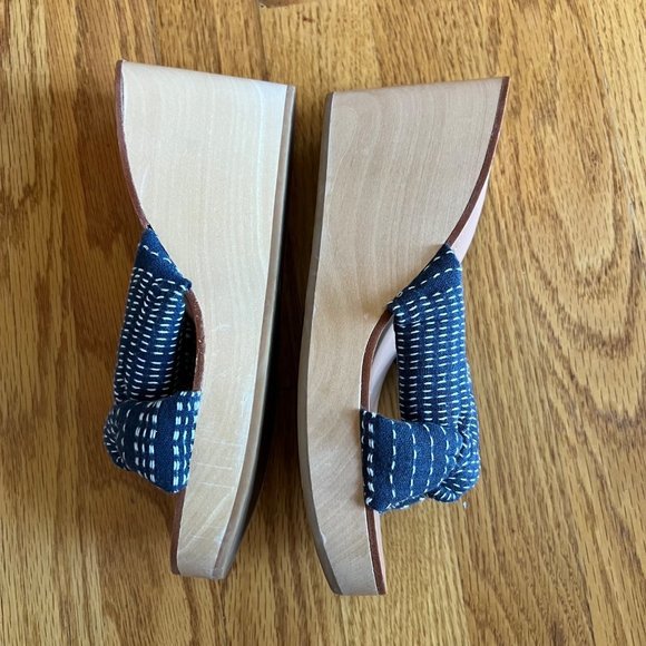 Loeffler Randall Taylor Wedge Sandals Womens blue 7 Knotted Upper EUC - Picture 6 of 8